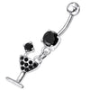 Trendy Jeweled Banana Bar Belly Ring - Stylish 14g Sterling Silver Charm