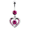 Trendy Jeweled Heart Belly Ring - Elegant Body Jewelry for Online Shoppers