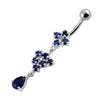 Elegant Sterling Silver Belly Ring with Surgical Steel Curved Bar - 14g