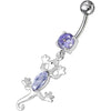 Trendy Jeweled Lizard Belly Ring - Stylish 14g Surgical Steel Body Jewelry